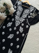 Premium rayon Crafted With Hand white embroidery combo