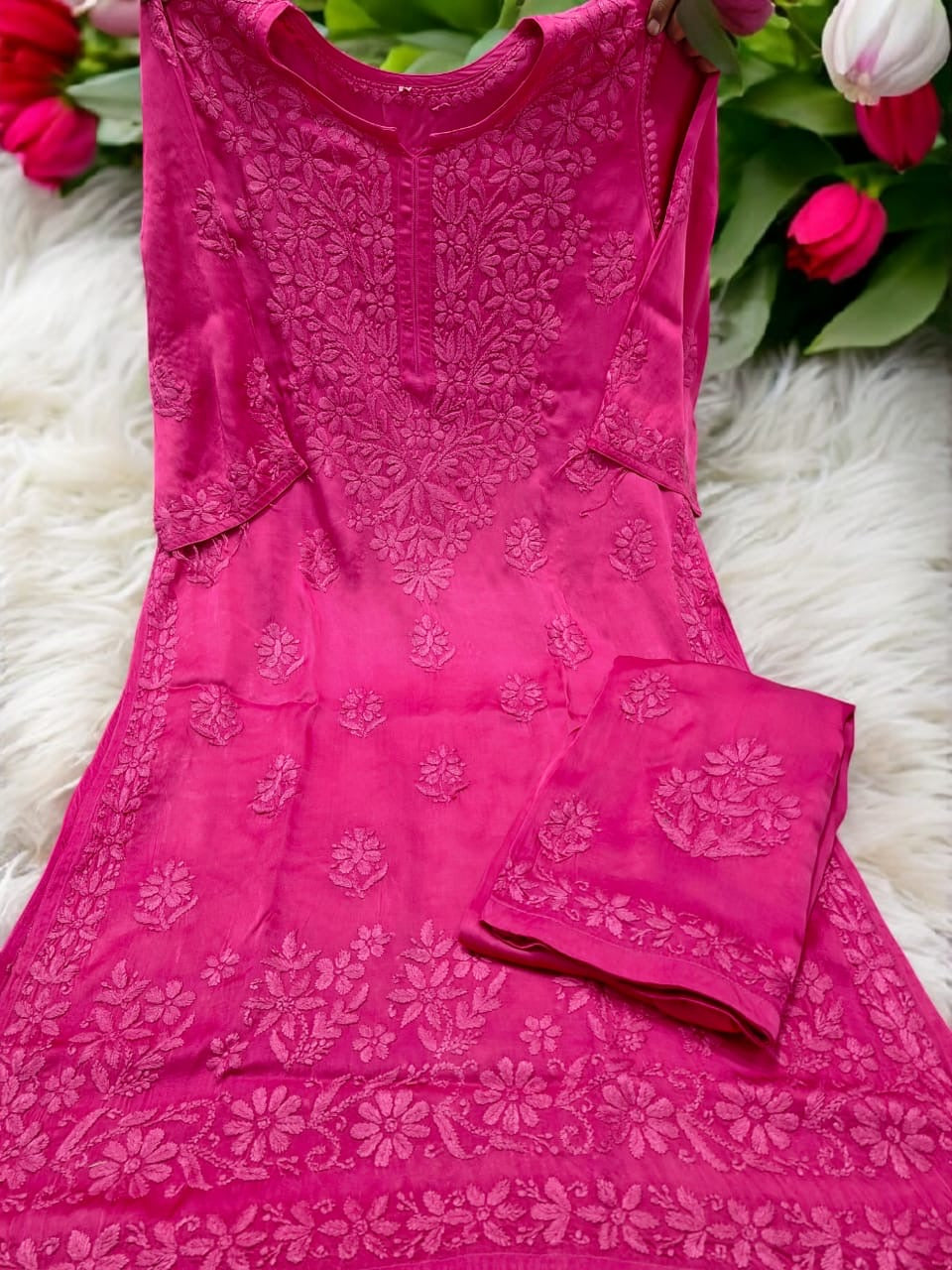 Modal Satin Super Soft Heavywork Co-ord Set