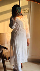 Heavy Work Modal Muqaish 3pc White Set