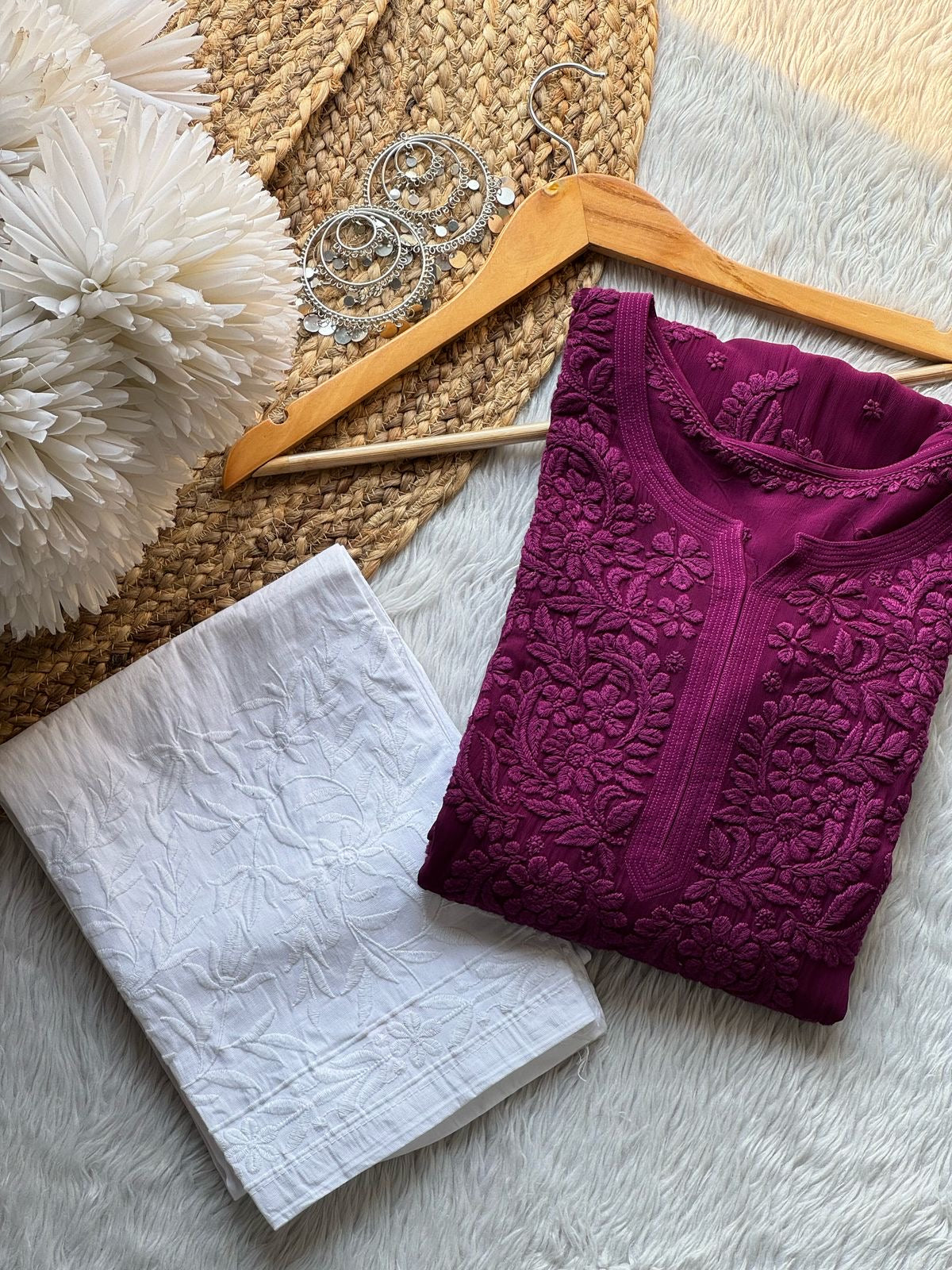 3d Luxe Viscose Flower Jaal Kurta