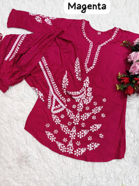 Afghani Pant with kurti Front Daman heavy modal thread work