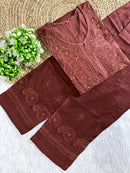 Soft Dual Machine work Shaded Kurti Set