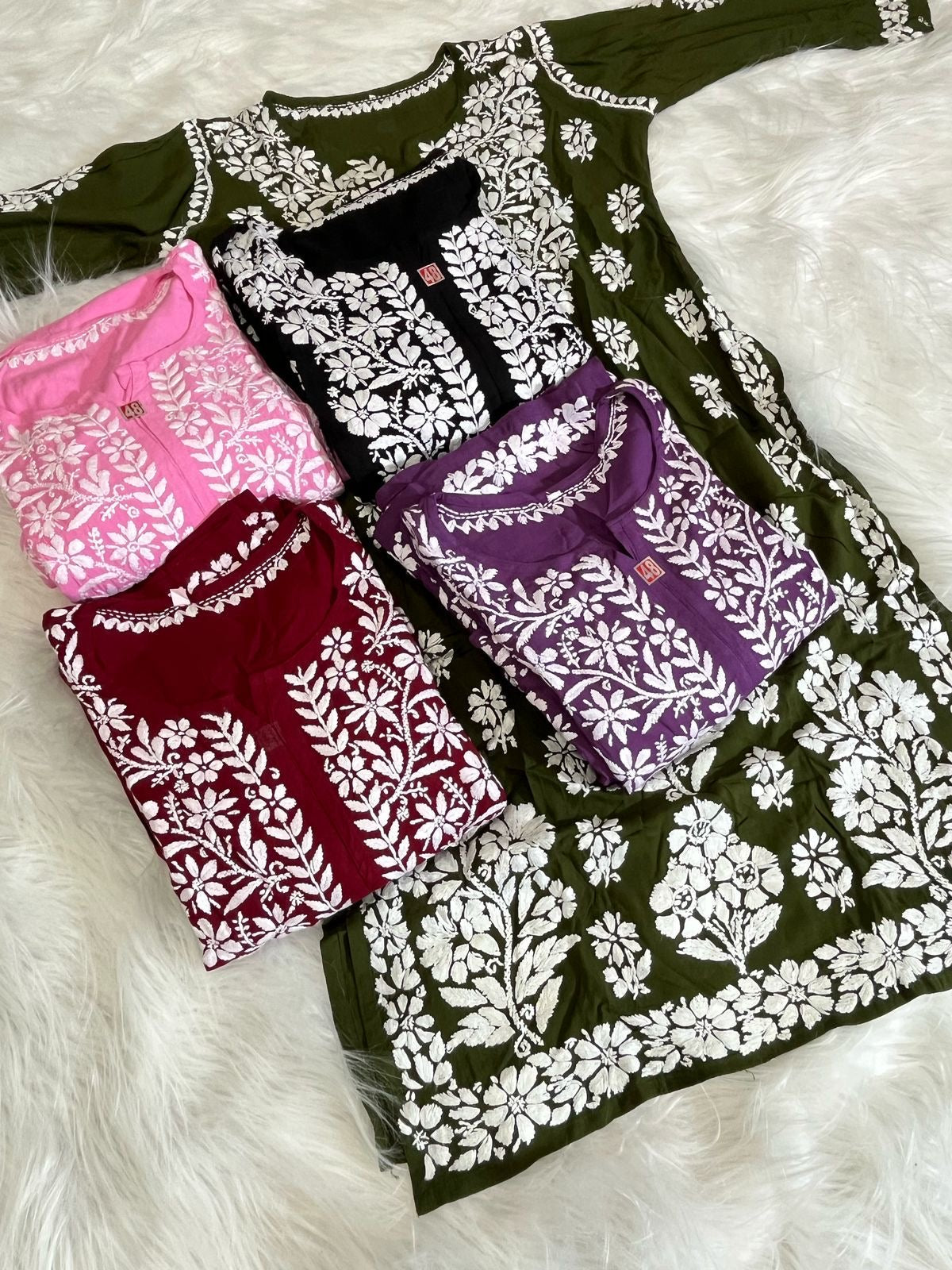 Huda Heavy embroidery Handcrafted Rayon Chikankari Combo