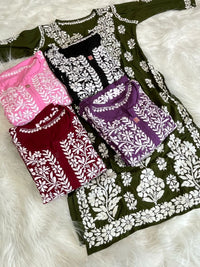 Huda Heavy embroidery Handcrafted Rayon Chikankari Combo