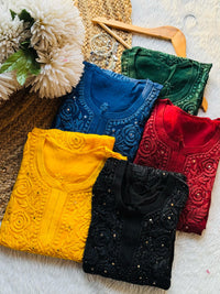 Viscose Rose Panel Muqaish Kurta