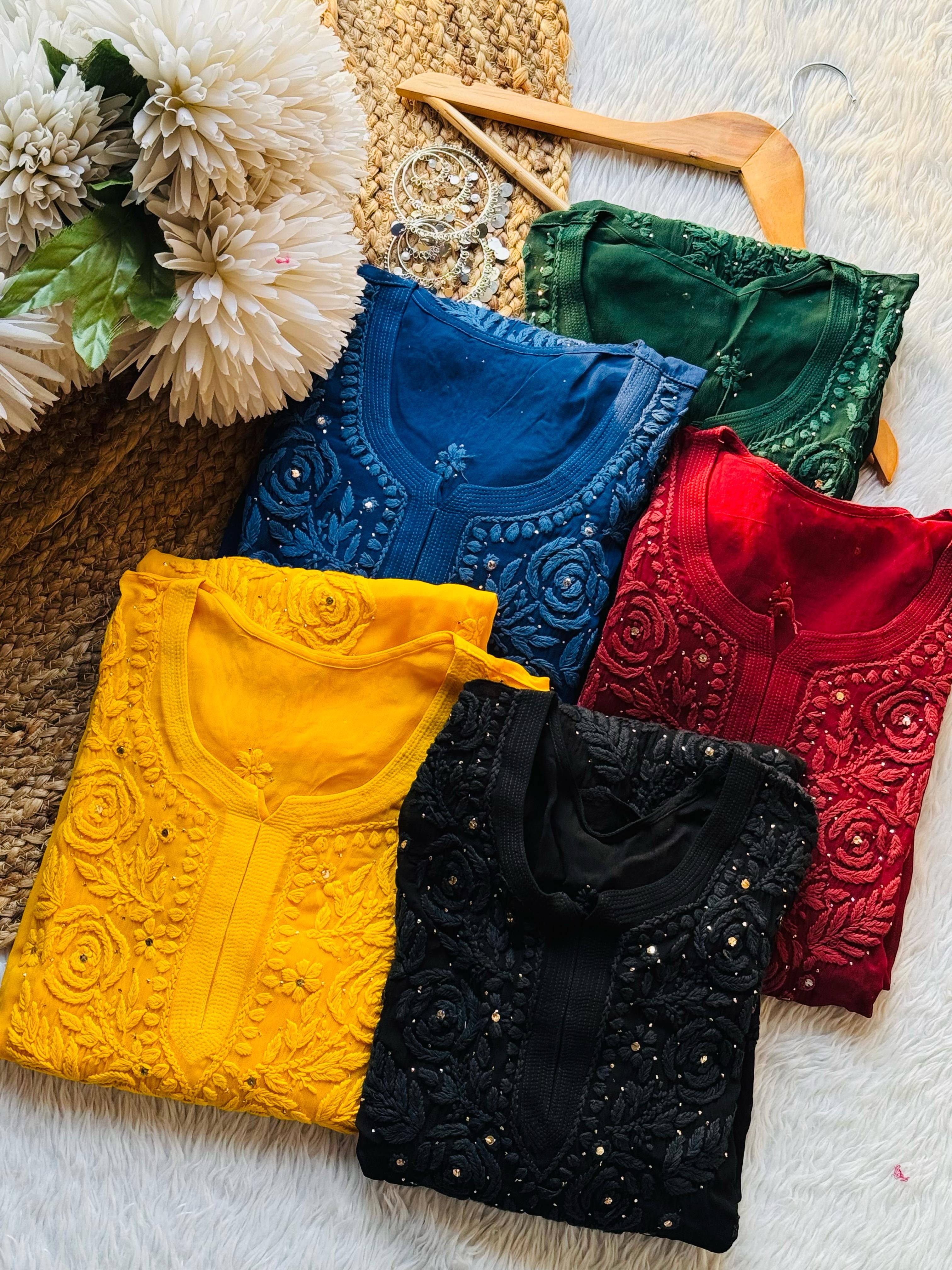 Viscose Rose Panel Muqaish Kurta