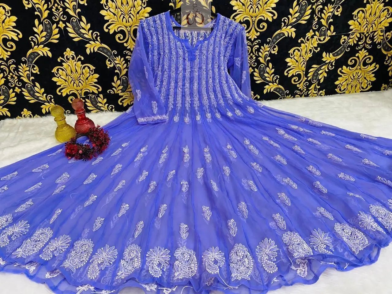 56 Kali Anarkali With A line inner - chikankariofficial