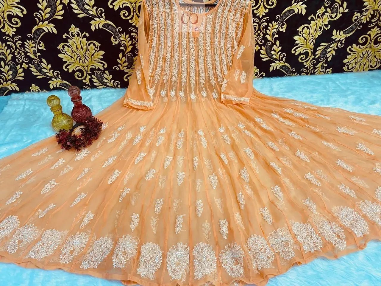 56 Kali Anarkali With A line inner - chikankariofficial