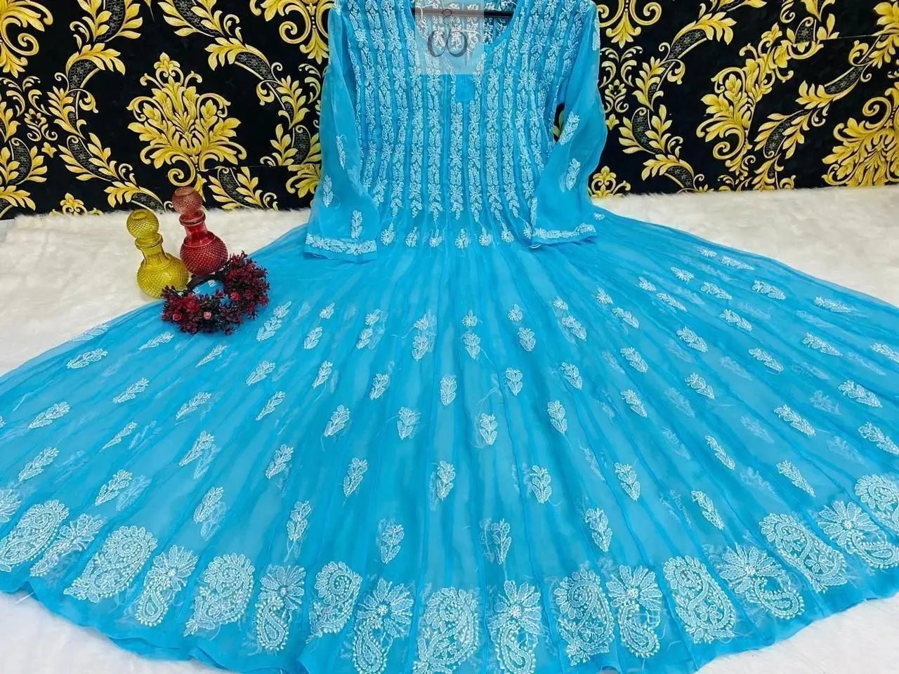 56 Kali Anarkali With A line inner - chikankariofficial