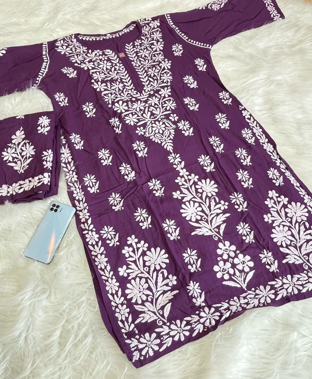 Huda Heavy embroidery Handcrafted Rayon Chikankari Combo