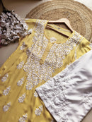 Modal Pure Cotton 3d Work Chikan Kurta