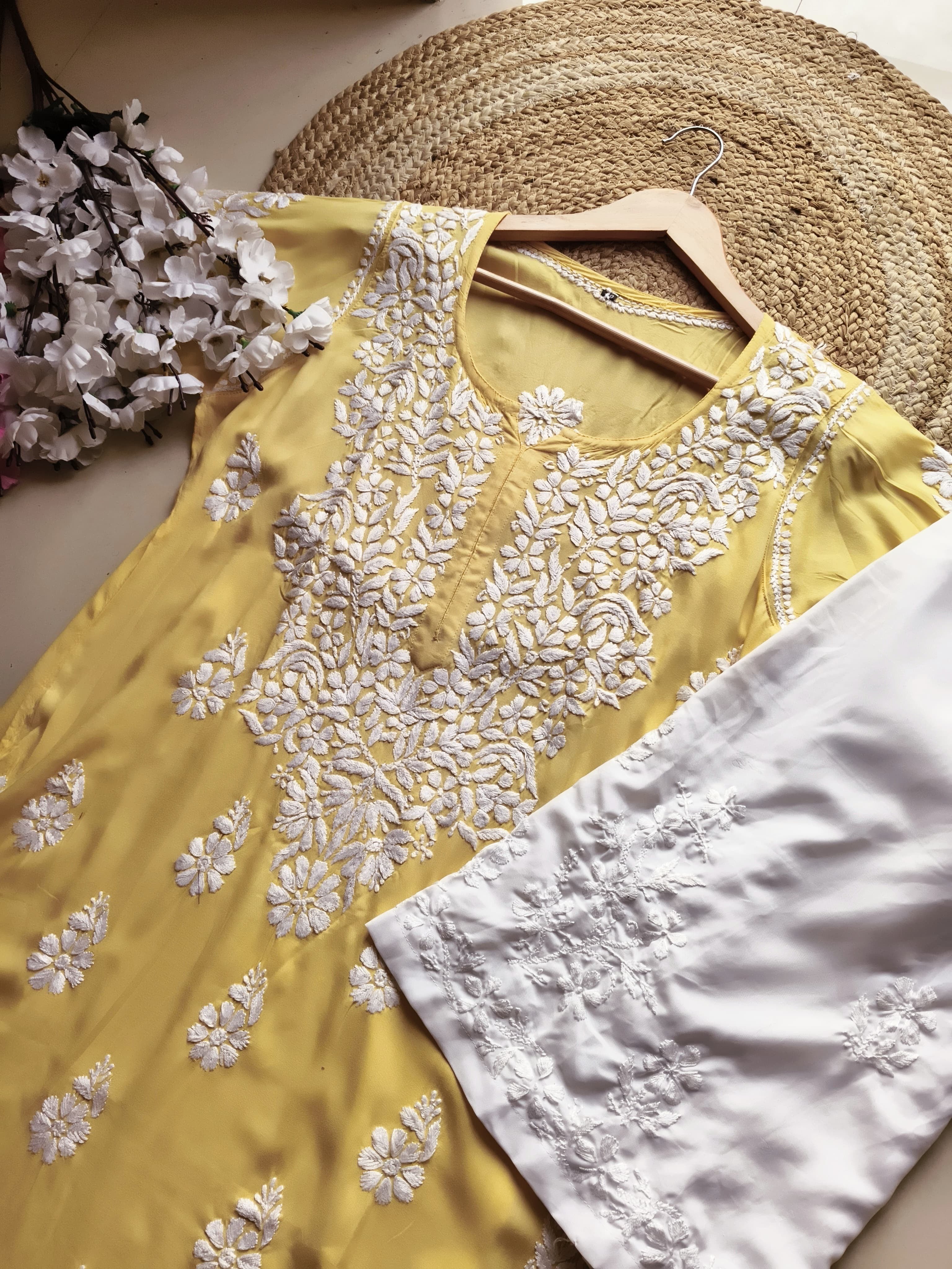 Modal Pure Cotton 3d Work Chikan Kurta