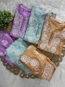 Chanderi Afghani Border Side less Set