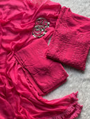 Zoya 3pc Set Golden Muqaish Work Chikankari Hand worked