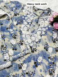 Rich Work Pure Mul cotton Kurti And handwork plazzo