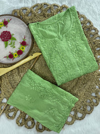 Dyed Modal kurti & plazzo Heavy 3d worked