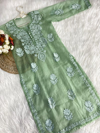 Khubsurat Chikankari Silk Organza kurta