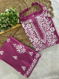 Sleeveless Rayon Kurti with Embroidery