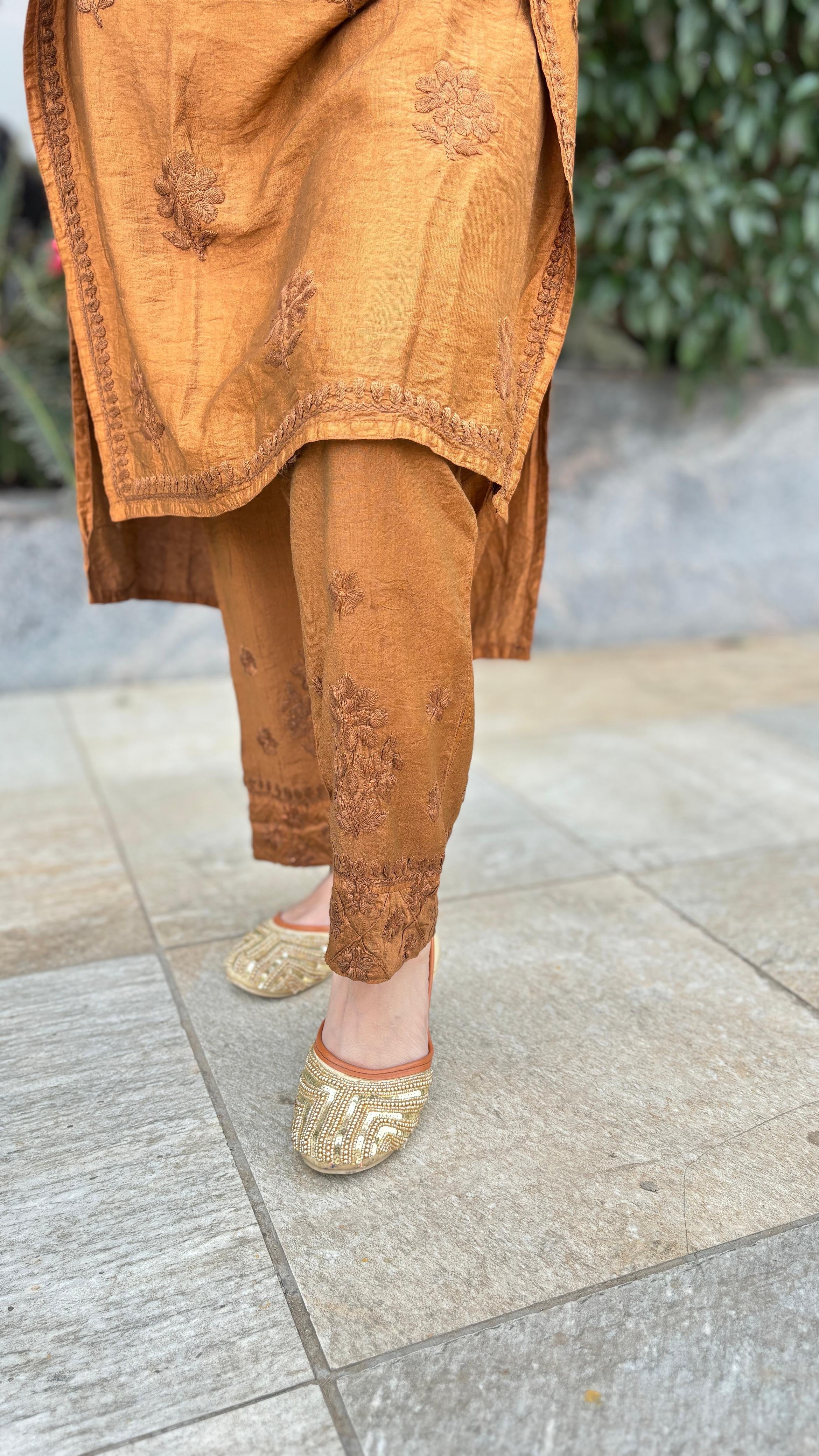 Alfaaz Handworked Chanderi Co-ord Chikankari Set