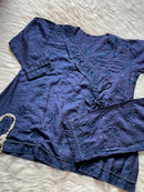 Muqaish Short Angrakha with lace pocket pant