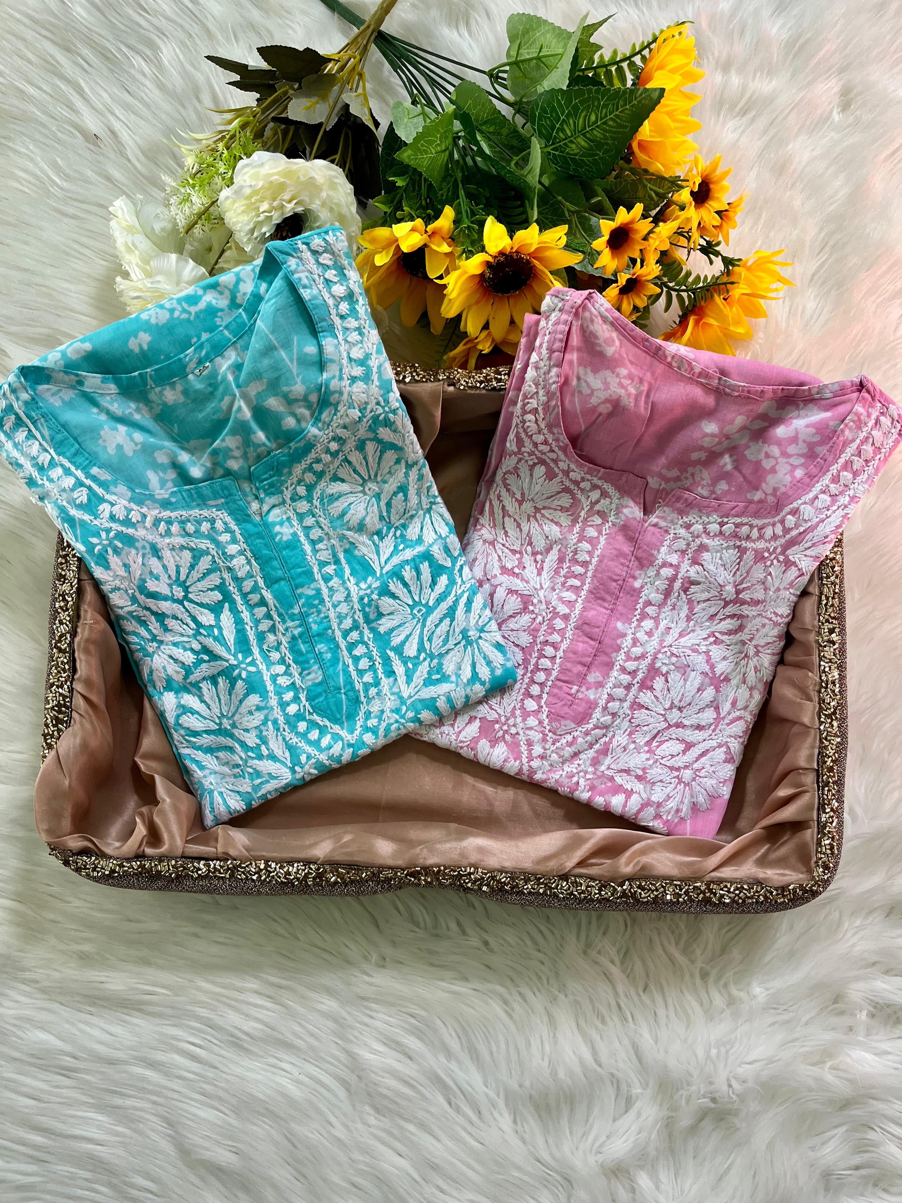 Buy 1 Get 1 Free Zainab Lightweight Mul Chikankari floral print kurtis