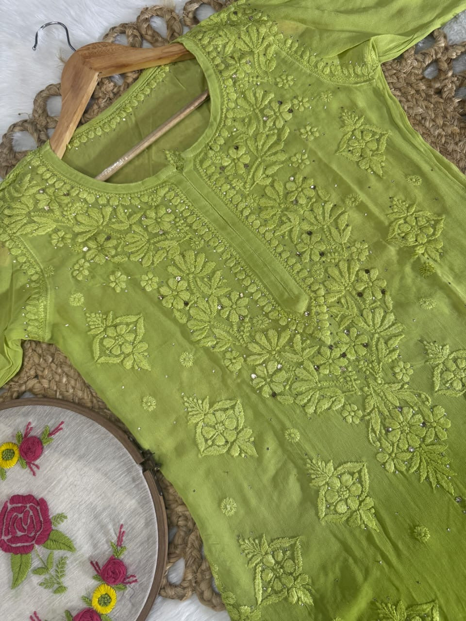 Dual Ombre Viscose Muqaish Handwork Kurta