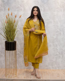 Yellow staright Anarkali Suit Set