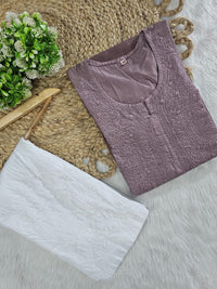 Exclusive chanderi dual shades machine work kurti