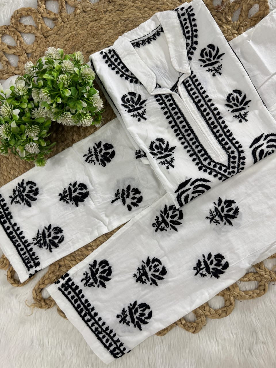 Mul Cotton Co-ord Set Short Kurta Pant