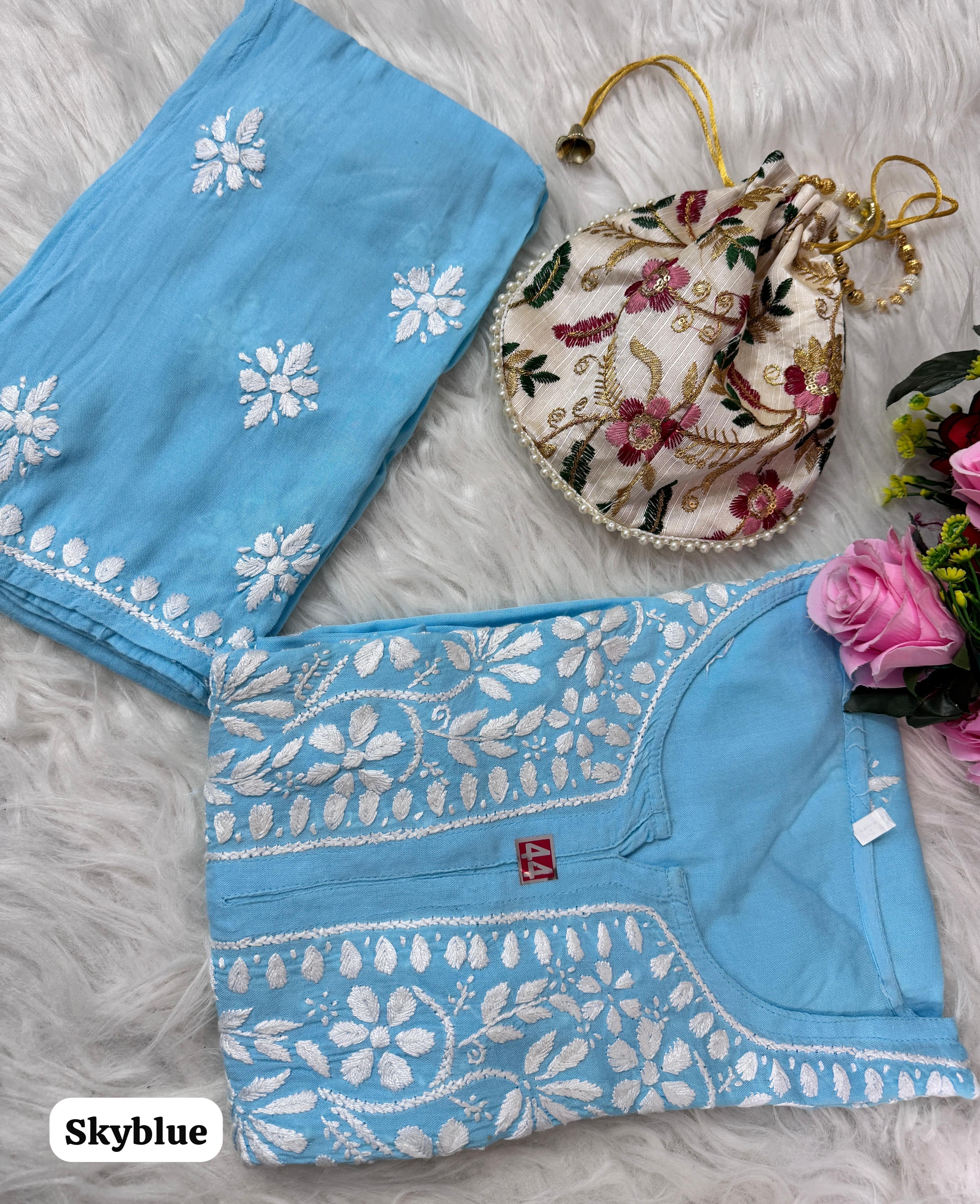 Heavy Handwork Kurti Combo with potli