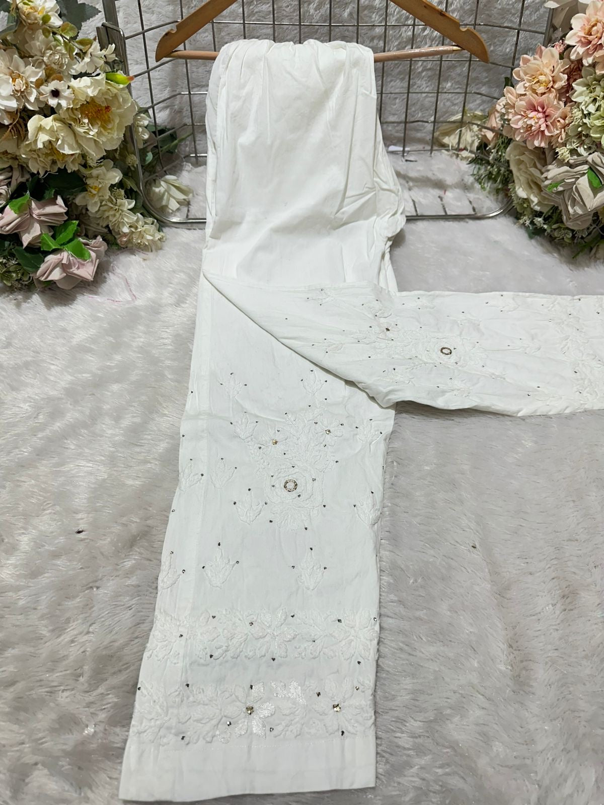 Lycra handwork side bell pant with Muqaish