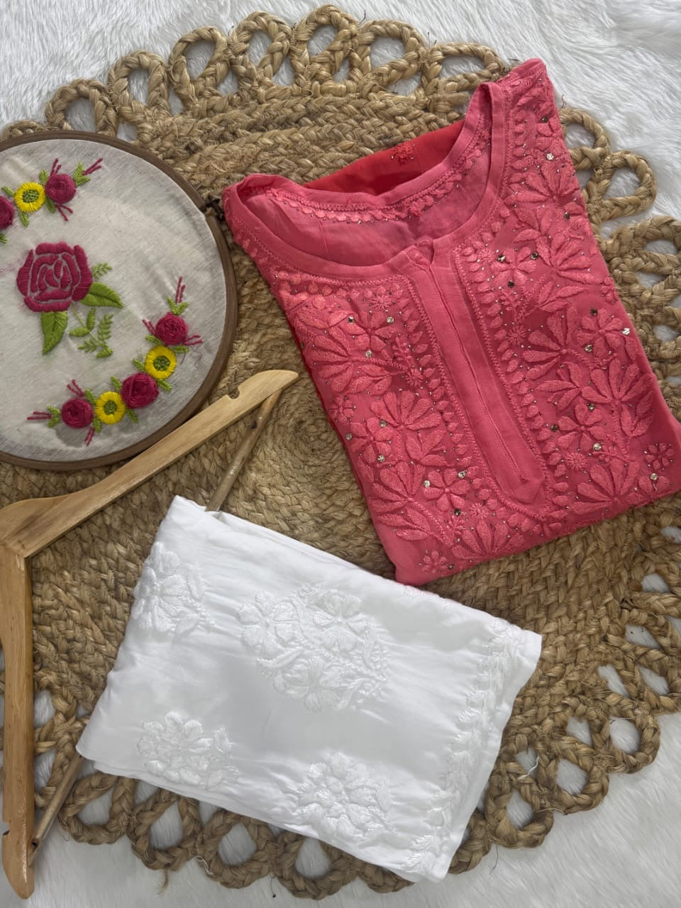 Dual Ombre Viscose Muqaish Handwork Kurta