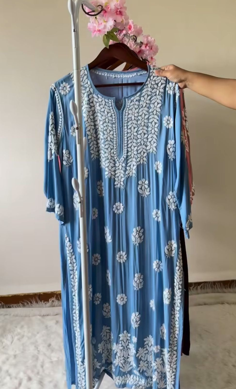 Non transparent Pure Handwork Modal Cotton Kurta