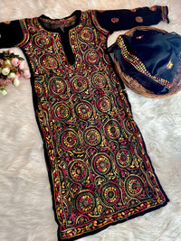 Georgette Multi Thread Ring Jaal kurti & Dupatta