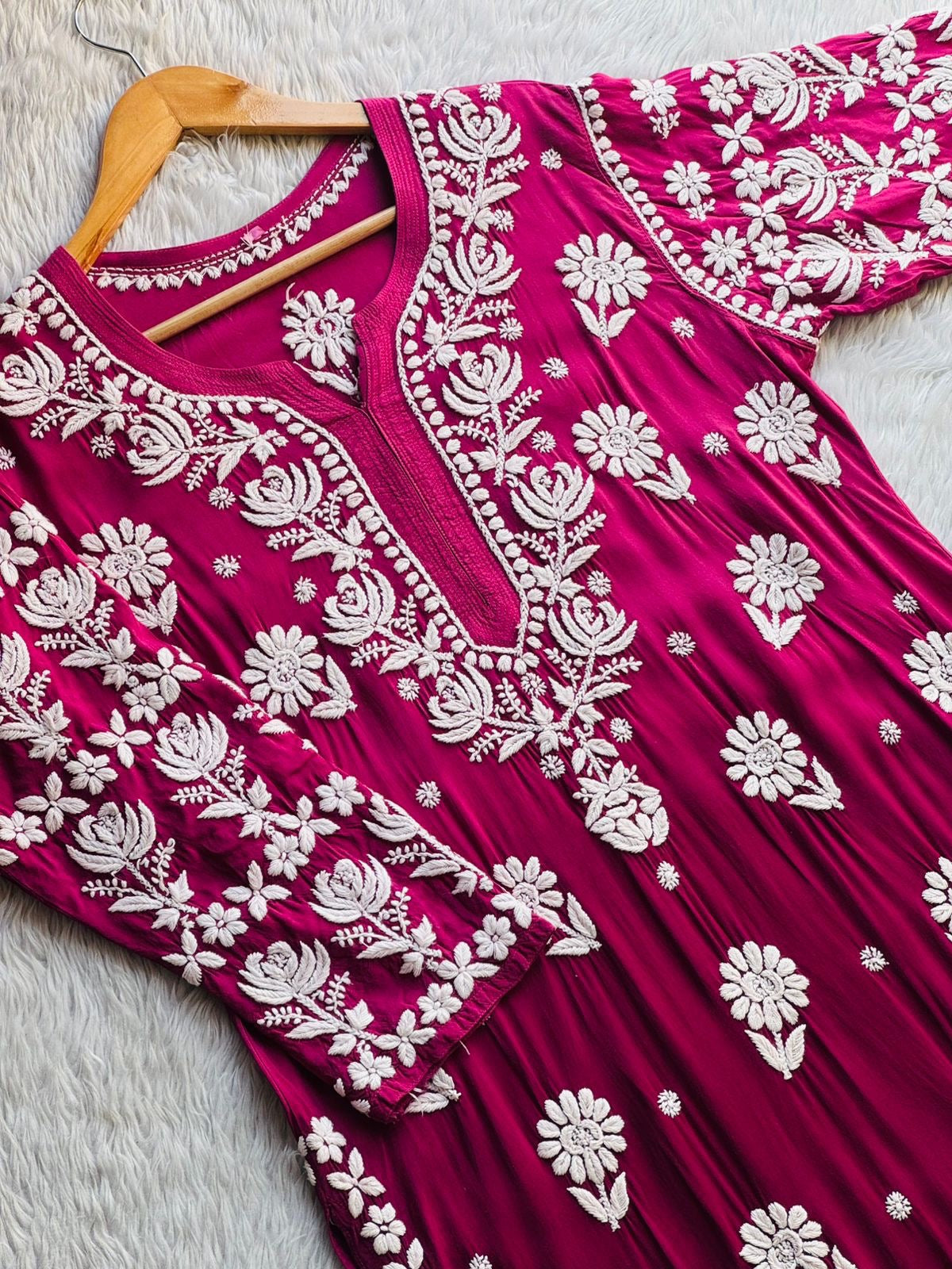 Flower Jaal 3d chikankari Chadi Muslin Kurta