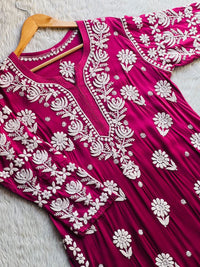 Flower Jaal 3d chikankari Chadi Muslin Kurta