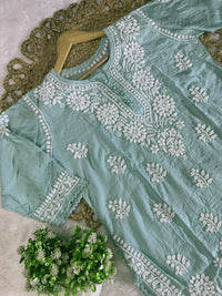 Chanderi Afghani Border Side less Set