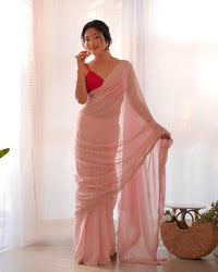 Heavy Georgette’s C-Pallu Embroidered Saree