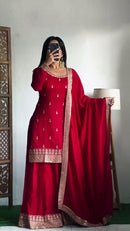 Naveli Khatri designer Red Silk 3pc Set