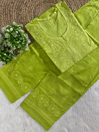 Soft Dual Machine work Shaded Kurti Set