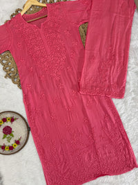 Dyed Modal kurti & plazzo Heavy 3d worked