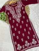 Rayon Long Chikan Kurtas