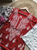 Modal Pure Cotton 3d Work Chikan Kurta