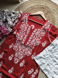 Modal Pure Cotton 3d Work Chikan Kurta