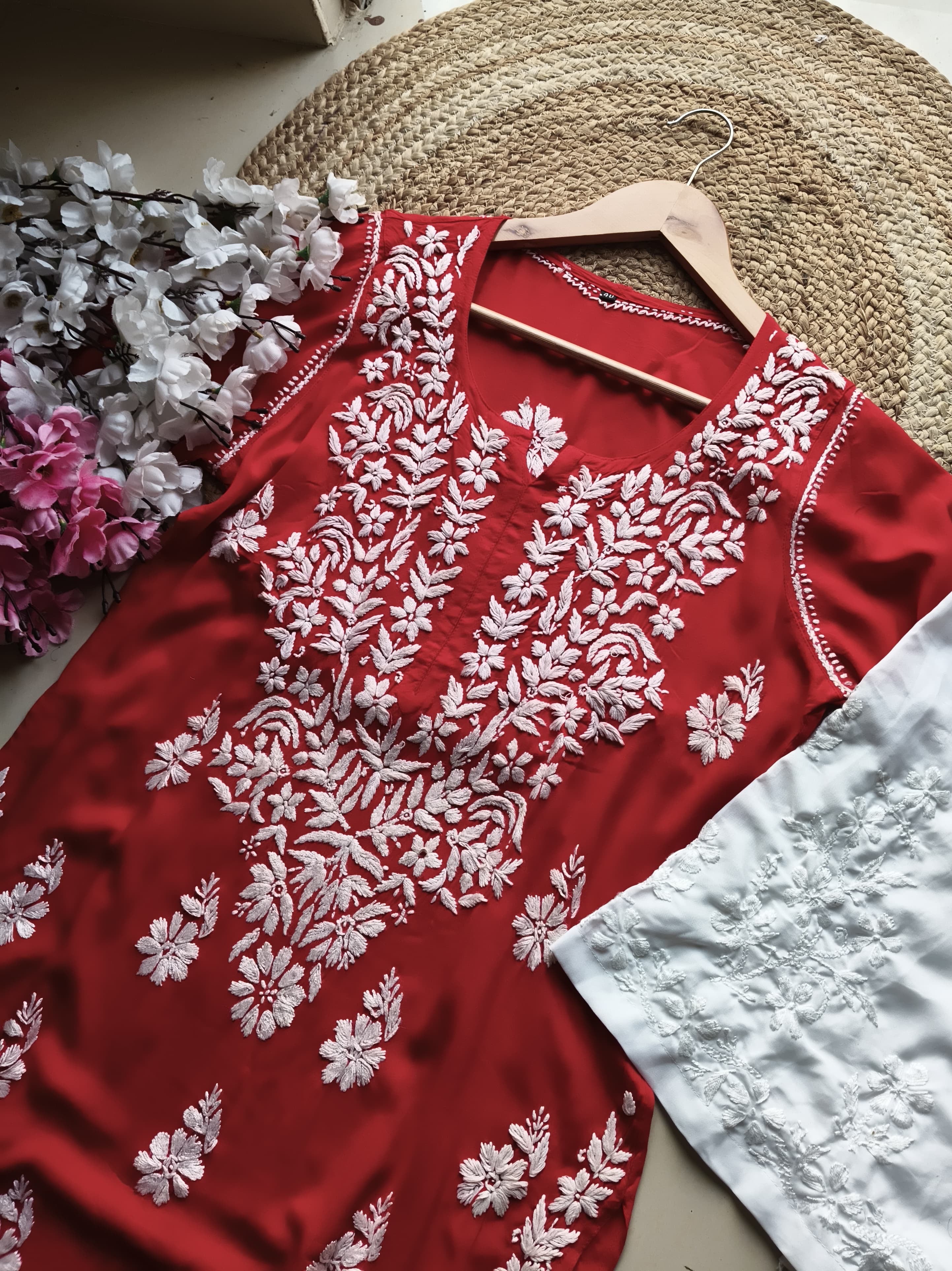 Modal Pure Cotton 3d Work Chikan Kurta