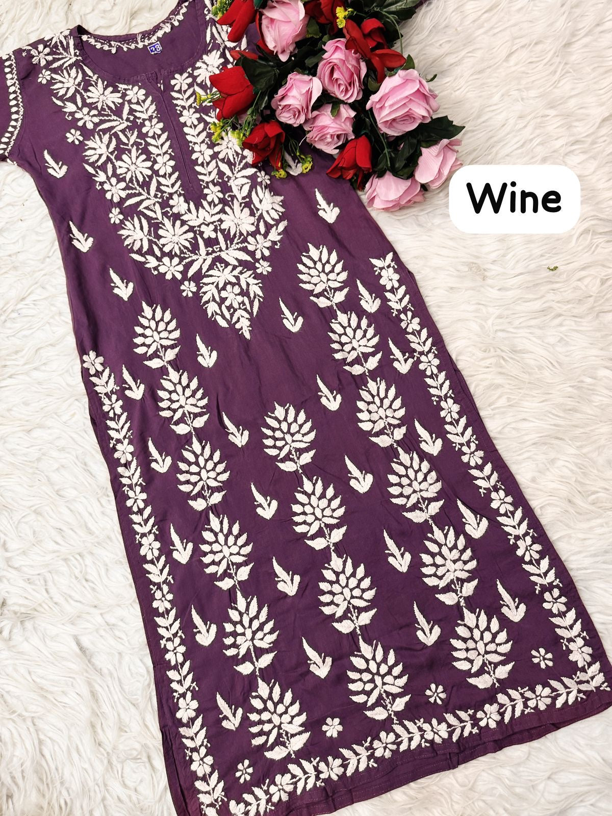 Heavy hand embroidery Modal Cotton Kurta