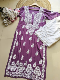 Modal Pure Cotton 3d Work Chikan Kurta