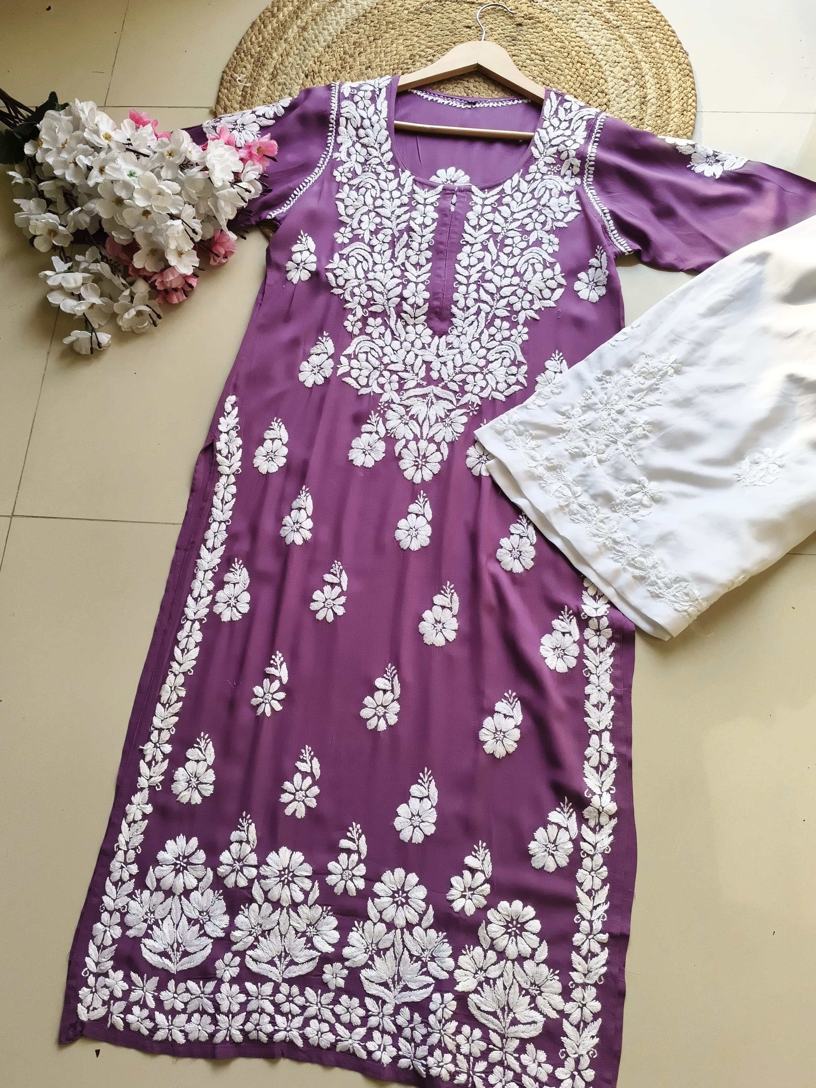 Modal Pure Cotton 3d Work Chikan Kurta