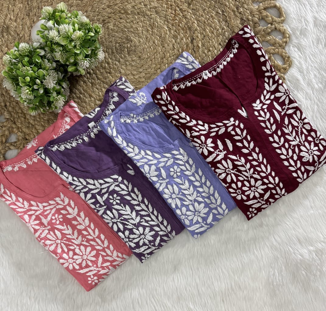 Rayon Long Chikan Kurtas