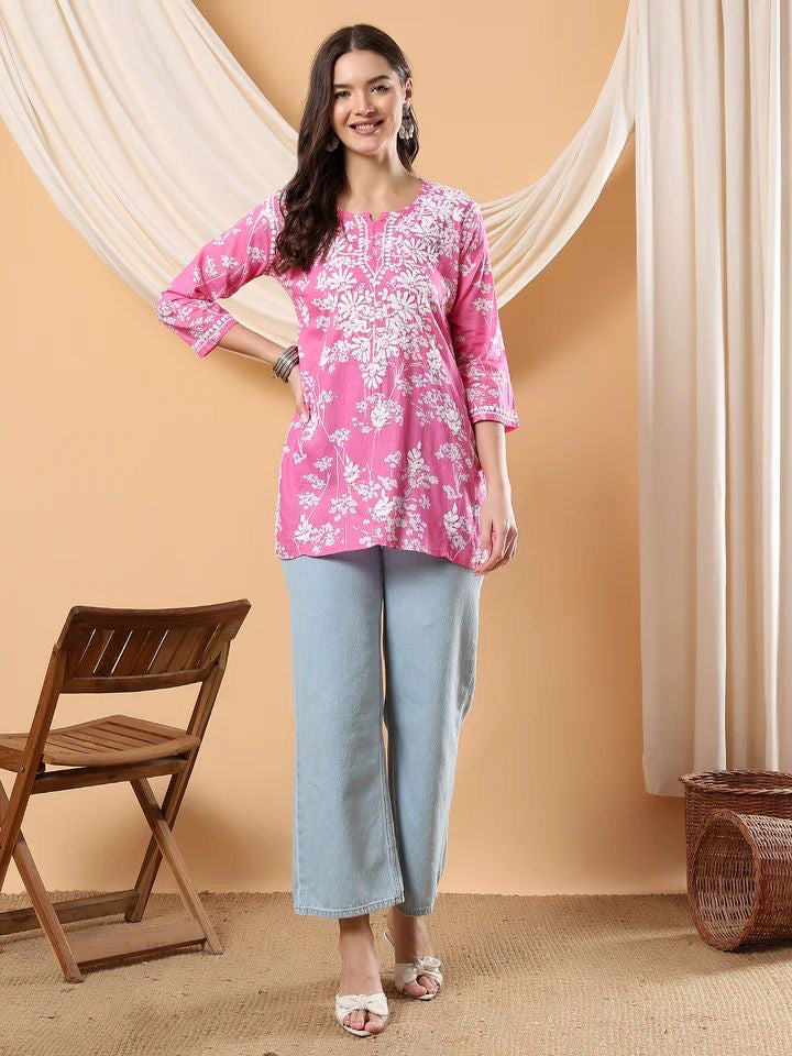 Mul mul short Top for College / Office / Daily Wear